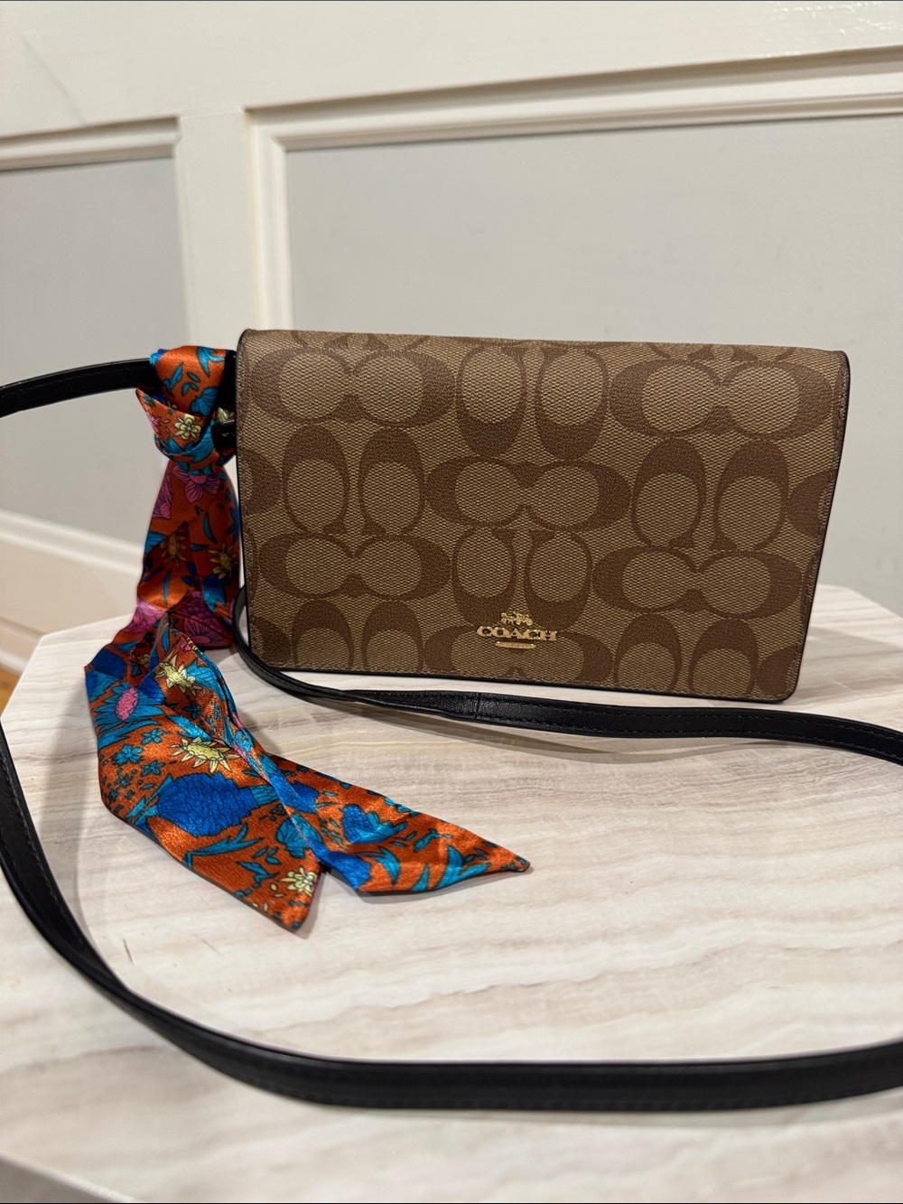Coach Bag Anna Brown Signature Clutch Foldover Crossbody - Picture 4 of 17